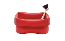 Washing up bowl red frontview on white background 